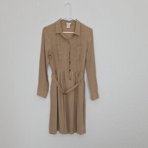 J. Crew Classic Tan Long Sleeve Dress